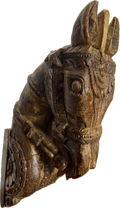 Temple Horse Carved Wooden Fragment | South India | Ritual Architectural Element | c. 1880–1920